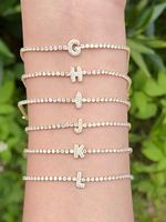 Bracelet tennis ajustable en acier inoxydable plaqué or 18 carats, étanche, avec lettre A-Z et zircon carré, bijou fantaisie pas cher