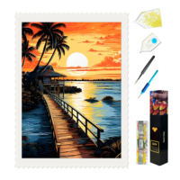 Peintures au diamant 5D DIY en acrylique, série paysages imprimés de dessins animés modernes, 40*50cm, faites à la main pour enfants et adultes, décoration intérieure