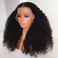 Peruca de cabelo encaracolada 400% alta densidade, peruca frontal alinhada de cordão virgem cambodian