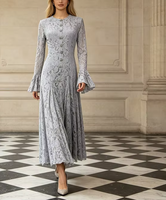 Robe longue élégante de style français, nouvelle conception, dentelle, coupe ajustée, robe amincissante pour femmes