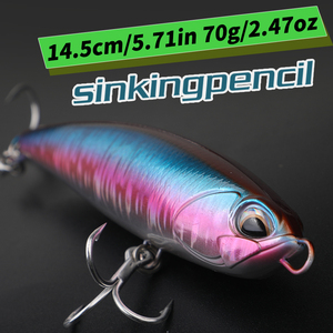 160mm 60g superficie de hundimiento lápiz duro <span class=keywords><strong>Yozuri</strong></span> Crankbait almizclado sublimación Popper Topwater cuerpo señuelo de pesca cebo con anzuelo triple - Product Image 3