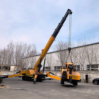 Nouvelle grue araignée de 12 tonnes avec stabilisateurs, mini-grue télescopique sur chenilles pour levage manuel, à vendre