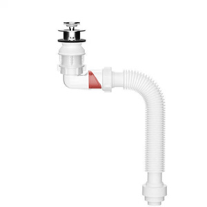 Washbasin Drain Pipe 2.8 Inch Curved Compression Fit Flip Up Easy Installation Odor Proof Drainer Set - Product Image 1