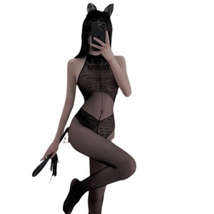 Combinaison en maille sexy à entrejambe ouvert, transparente, lingerie féminine, costume de jeu de rôle 1063 - Product Image 5