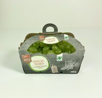 Groothandel op maat gemaakte logo eco-vriendelijke kraft papieren mappen voor fruit & groente verpakkingen met embossing en matte laminatie