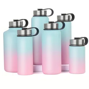 500ml Insulated Travel Thermo Double Wall Stainless Steel Vacuum Flasks With Straw Lid