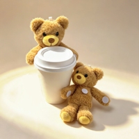 Vente en gros d'ours en peluche miniatures personnalisés, mignons et de style dessin animé, pour accessoires de tasse à café, pailles et breloques de sac à dos