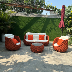 Juecheng เซ็ตโซฟาหวายแบบเชือกสานดีไซน์แบบนอร์ดิกสำหรับสวนกลางแจ้งเฟอร์นิเจอร์ลานโซฟากลางแจ้ง - Product Image 3