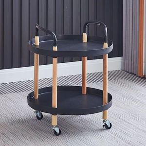 2 lớp gỗ sồi hàng đầu + PP lưu trữ di động xe đẩy bàn cà phê tròn bên một vài phòng khách xe đẩy nhỏ - Product Image 4