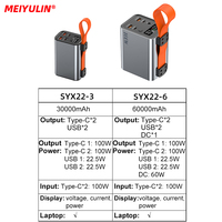 Batterie externe pour ordinateur portable PD100W 60000mah avec double port Type C, sortie 12V DC, en alliage d'aluminium avec LED puissante, accessoire de charge mobile