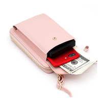 Tas Selempang Wanita Mini Bahan Kulit PU, Tempat Ponsel, Dompet Kartu, Tas Clutch Crossbody untuk Wanita
