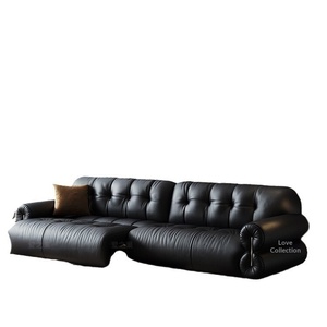 <span class=keywords><strong>Canapé</strong></span>-<span class=keywords><strong>lit</strong></span> électrique mural de style italien en cuir noir, extensible et réglable, avec revêtement supérieur en cuir de vachette pour salon - Product Image 5