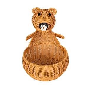 Panier à fruits tissé en forme d'ours Bobai, panier de rangement rond marron fait à la main pour la décoration du salon et du bureau - Product Image 3
