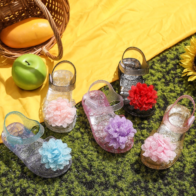 Sunflower Transparent Slippers Flat Jelly Sandals With Flowers
