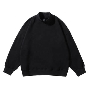 H5277 Pull oversize unisexe personnalisé par les fabricants, 380g, 100% coton French Terry, col montant, épaules tombantes, couleur unie, hiver - Product Image 4