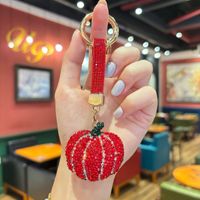 Porte-clés Citrouille 3D Scintillant en Cristal, Pendentif Élégant pour Sac et Voiture, Idéal pour Femmes et Filles
