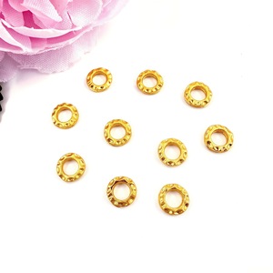 Traditional Sandblasted Gold Wheel <b>Spacer</b> Pads Round Hammered Textured DIY Jewelry Components for Bracelets Necklaces - Product Image 1