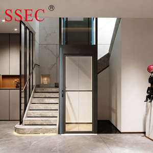 Ascenseur résidentiel SSEC pour <span class=keywords><strong>1</strong></span> à 3 personnes, capacité 200, 300, 400 kg, pour maison à 3 étages, avec cabine en verre, certifié CE ISO, sol en PVC, ascenseur de villa économique - Product Image 1
