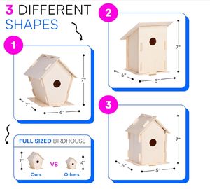 Neliblu DIY Nichoirs en bois Creative Arts and Crafts Set pour enfants et adultes-Kits de nichoir en bois inachevé - Product Image 3
