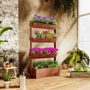 Lit de jardin surélevé vertical en bois à 4 niveaux pour planter des herbes et des fleurs Vergetables - Product Image 6