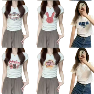 <span class=keywords><strong>T</strong></span>-<span class=keywords><strong>shirt</strong></span> en coton vintage pour femmes, <span class=keywords><strong>col</strong></span> en <span class=keywords><strong>V</strong></span>, manches courtes, respirant, coupe classique, style original, vente en gros - Product Image 1