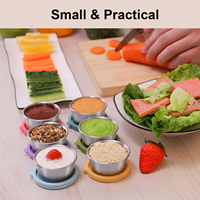 Mini-récipient à salade en acier inoxydable de 50 ml Refine Factory avec couvercle en silicone, anti-fuite, pour sauces, idéal pour le camping et l'usage quotidien