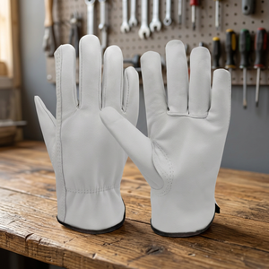 Gants de sécurité en cuir grainé blanc, antidérapants, pour le soudage - Product Image 2