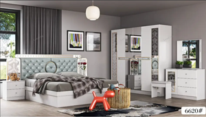 2024 Newest Design Bedroom Set Hot Selling Model Full Painting Luxury Modern king Size Wooden High Quality Bedroom Set - Product Image 3