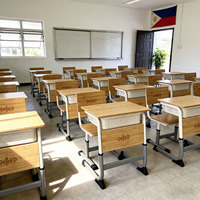 Licitación gubernamental Filipinas: Muebles de bambú para aulas infantiles, conjunto de silla y escritorio escolar ajustable tipo C, mesa de estudio para estudiantes