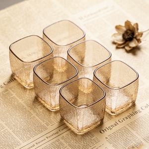 Juego de 6 Vasos de Vidrio Soplado a Mano con Textura Craquelada, Estilo Étnico, de Túnez |   KALYS - Product Image 4