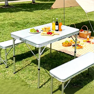 Ensemble de <span class=keywords><strong>table</strong></span> et chaises de <span class=keywords><strong>camping</strong></span> portables en aluminium léger et robuste, 1 <span class=keywords><strong>table</strong></span> et 2 chaises pliantes, style <span class=keywords><strong>valise</strong></span> - Product Image 4