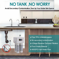 Système de purification d'eau RO électrique sans réservoir 400G, autonettoyant, 4 étapes, 95% de dessalement, connexion rapide, filtre à eau sous l'évier pour hôtel