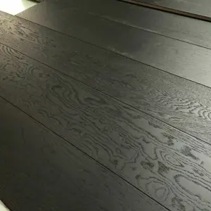 防滑钢丝拉丝黑橡木工程实木拼花地板批发价格便宜