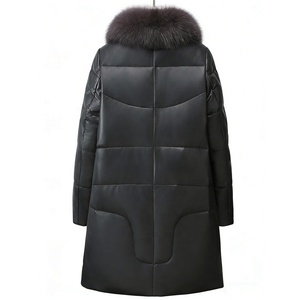 Veste longue en peau de mouton pour femme Boying avec garnissage en duvet de canard blanc, col en fourrure de renard, vêtements <span class=keywords><strong>d</strong></span>'extérieur chauds <span class=keywords><strong>d</strong></span>'hiver, teinture, ODM / OEM - Product Image 6