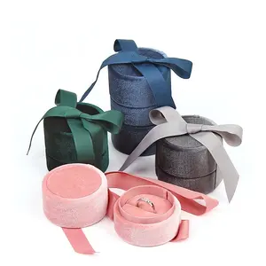 핑크 로맨틱 아름다운 라운드 선물 쥬얼리 상자 같은 리본