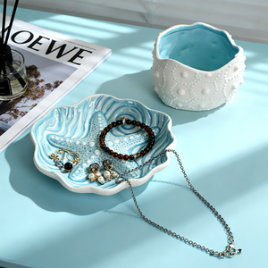 Creative Personality Conch Jewelry <b>Plate</b> Tray Ceramic Shell Trinket Dish Ceramic <b>Ring</b> Earring Key Bowl for Birthday Party Gift - Product Image 6