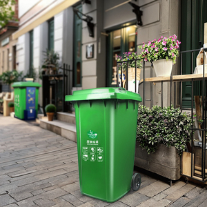 120-Liter <strong>Big</strong> Size Plastic Waste <strong>Container</strong> Wheels Easy-to-Use Street Trash Bin for Public Restaurants Built-In Dust Bin PP - Product Image 1