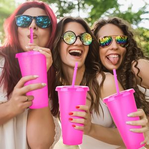 Cangkir yang dapat digunakan kembali dengan tutup dan sedotan 24 oz Glitter plastik Travel Mug cangkir untuk ulang tahun Sleepover pesta lajang perlengkapan - Product Image 6