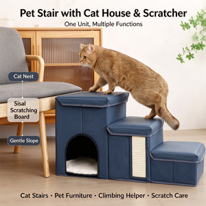 Muebles Multifuncionales para Mascotas, Escaleras Plegables para Perros, Escaleras Impermeables y Antipelusas para Mascotas, Casa Integrada para Gatos y Gabinete de Almacenamiento - Product Image 5