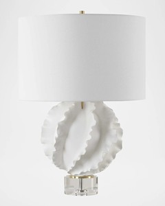 Lámpara de Mesa Moderna con Pantalla de Tela Crema Blanca, Base de Cerámica en Forma de Torre para Dormitorio u Hotel, Diseño Posmoderno, Base E26, Alimentación CA/CC - Product Image 6