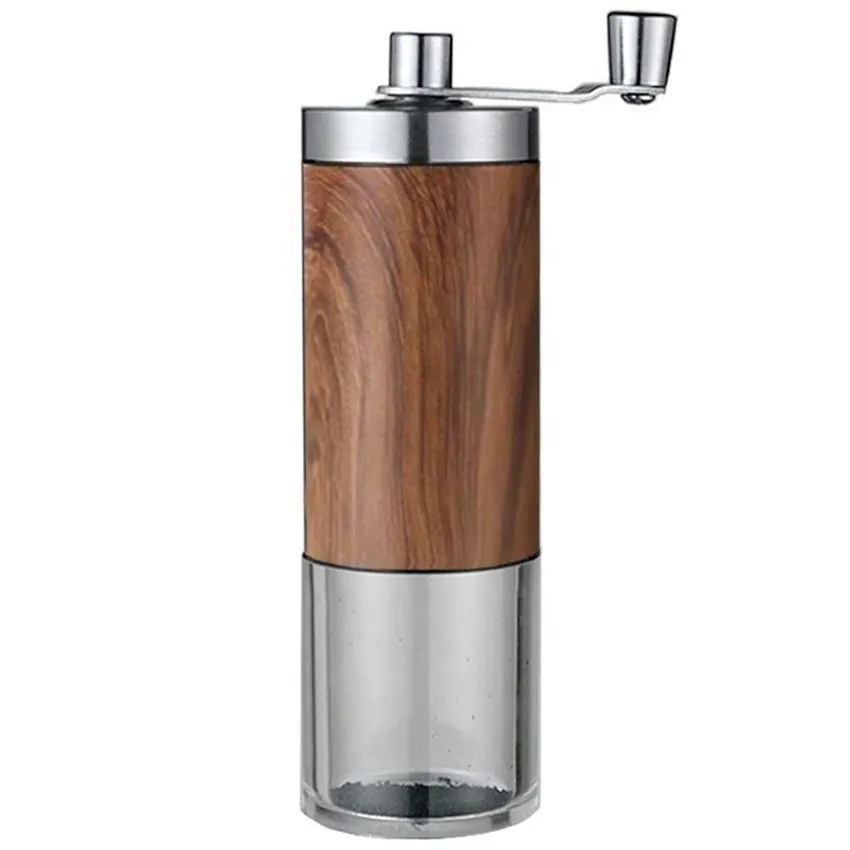 एस्प्रेसो की आपूर्ति लकड़ी के अनाज डिजाइन हाथ कॉफी ग्रिंडर के साथ लकड़ी के अनाज डिजाइन हाथ कॉफी ग्राइंडर की आपूर्ति करता है।