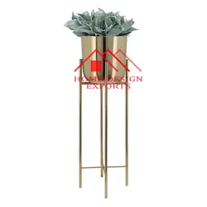 Fabricante y proveedor de macetas de oro antiguo de metal hechas a mano con soportes para decoraciones interiores y exteriores 2024 mejor decoración del hogar