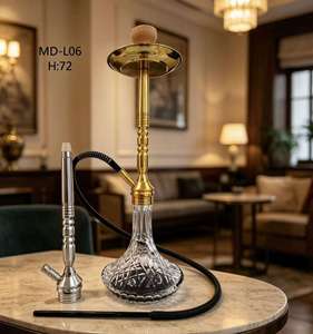 ชุดบารากู่แก้วสีทองพร้อมท่อโลหะ ขนาด 72 ซม. สำหรับเลานจ์บาร์ - Product Image 4