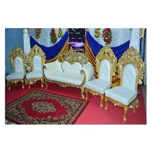 Muebles de recepción de bodas tradicionales Último diseñador FIJI Sofá de madera dorado blanco Sillas de boda de estilo moderno elegante - Product Image 1