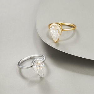 Bague en argent sterling S925 avec moissanite en forme de poire, demi-sertie, pour femme, idéale pour les fiançailles, les mariages et le port quotidien - Product Image 6