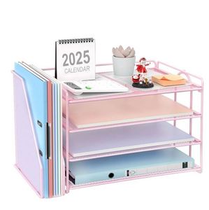 4-Tier Paper Organizer With Magazine Holder Desk Organizers and Accessories Desk Accessories File Organizer - Product Image 1