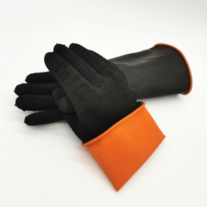 Xingli <span class=keywords><strong>2025</strong></span> <span class=keywords><strong>New</strong></span> màu đen nhiệm vụ nặng nề cao su an toàn găng tay chống trượt Crinkle Palm bảo vệ không thấm nước công nghiệp làm việc nặng - Product Image 2