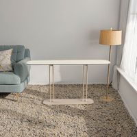 Table basse élégante en métal avec pieds en métal, haut blanc, nordique, moderne, salon, atelier, bureau, salle d'attente, réception, canapé, côté
