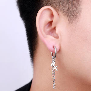 12 zodiac sgin earring stainless steel tassel <strong>horoscopes</strong> no pierced ear clip For women men hip hop jewelry - Product Image 5