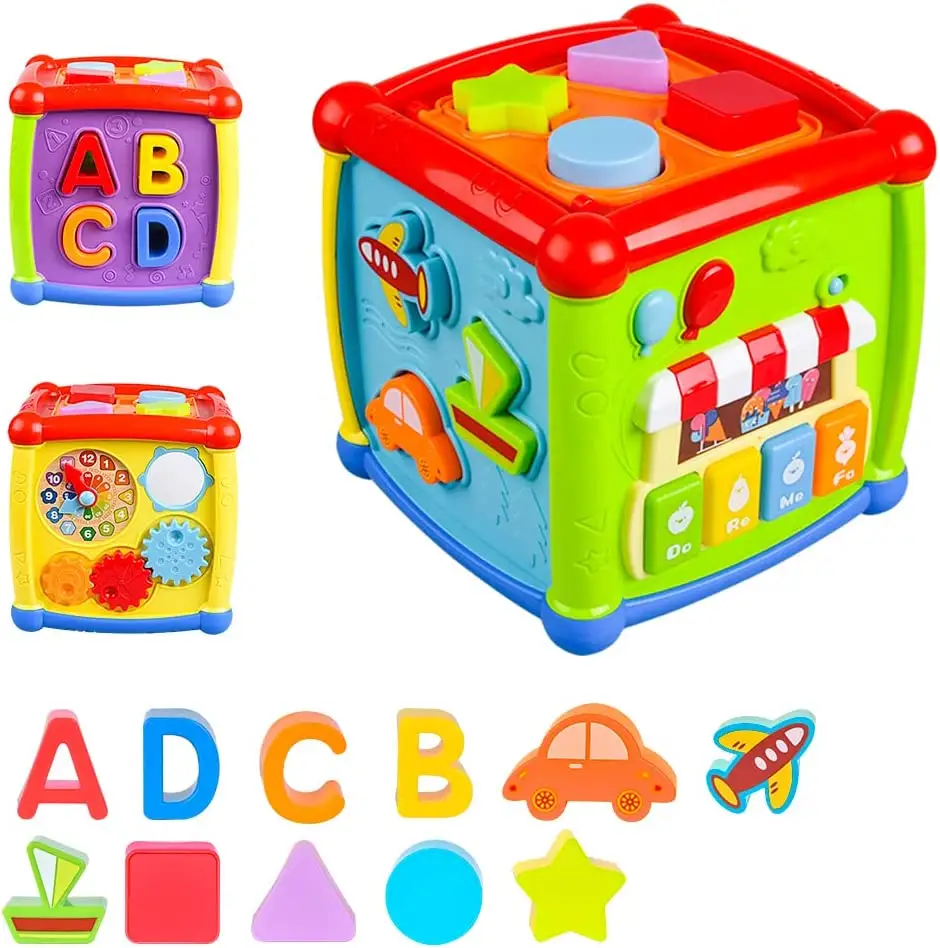 Juguetes Educativos Montessori para bebés, forma de aprendizaje, juego de clasificación sensorial, Cubo de actividades